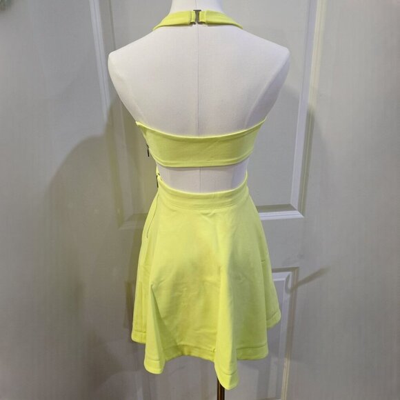 Elizabeth & James Darrien Dress | Halter Circle Skirt Zip Cutout Yellow 2 NWOT - Picture 6 of 10